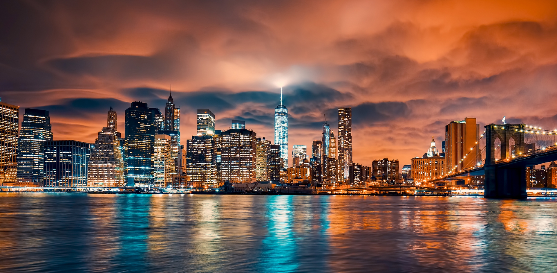 panoramic view of new york by night